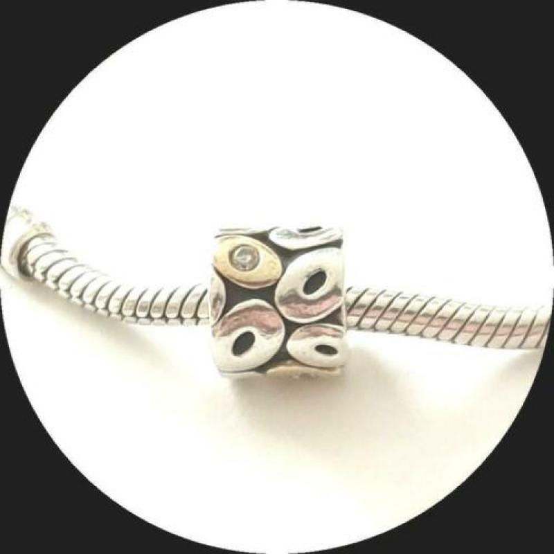Pandora met Goud en Zirkonia 790431CZ / zilveren bedel