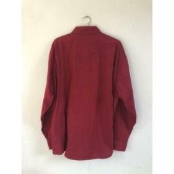 Vintage 70 ties rode heren blouse met drukknoop L