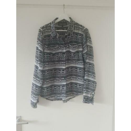 Zwart witte blouse met print maat XL