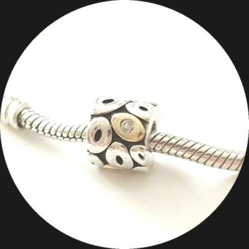 Pandora met Goud en Zirkonia 790431CZ / zilveren bedel