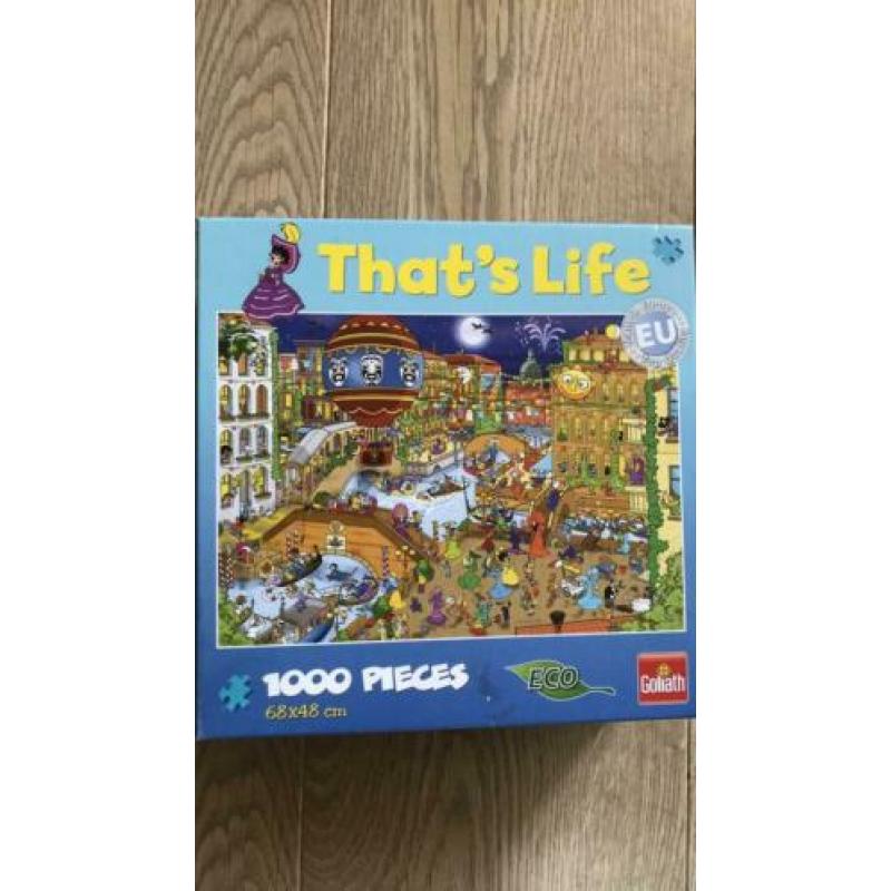 That’s life puzzle 1 keer gemaakt, 3 stuks voor 7,50,