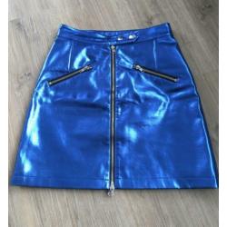 Wanderlust Amsterdam metallic blauw minirok XS