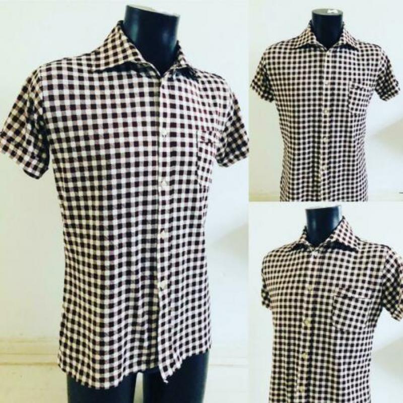 Vintage 70 shirt met ruitjes (S)