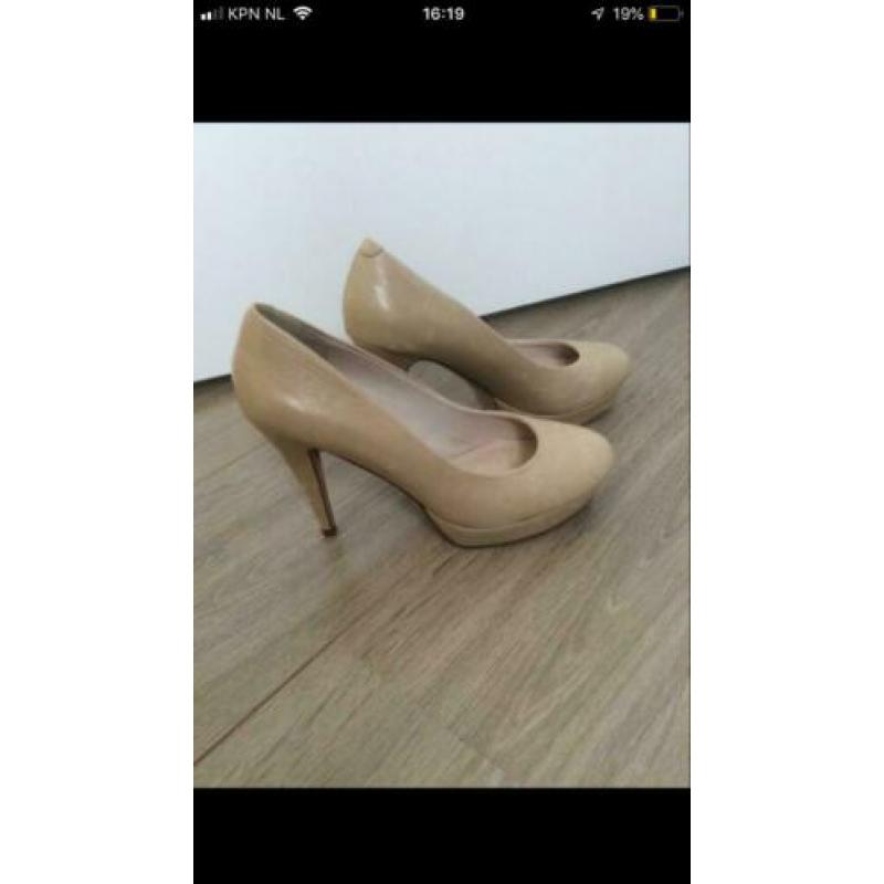 ANNA leren pumps mt 38 beige nieuw