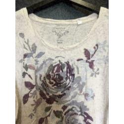 Beige bloem dames top , maat: xl