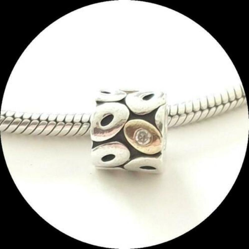 Pandora met Goud en Zirkonia 790431CZ / zilveren bedel
