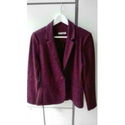 Colbert, blazer van rekbaar damast in rood, maat 40