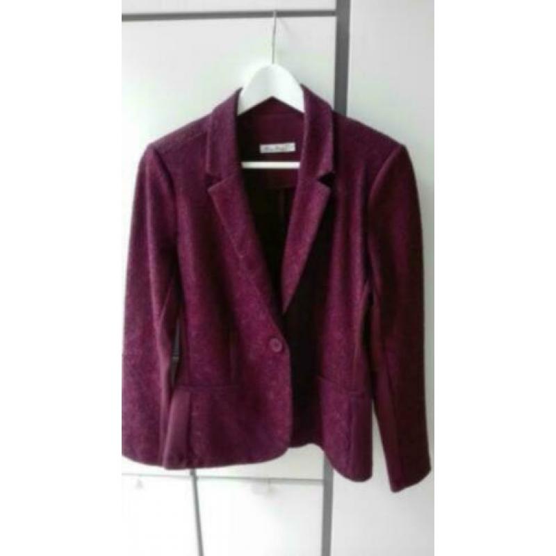 Colbert, blazer van rekbaar damast in rood, maat 40