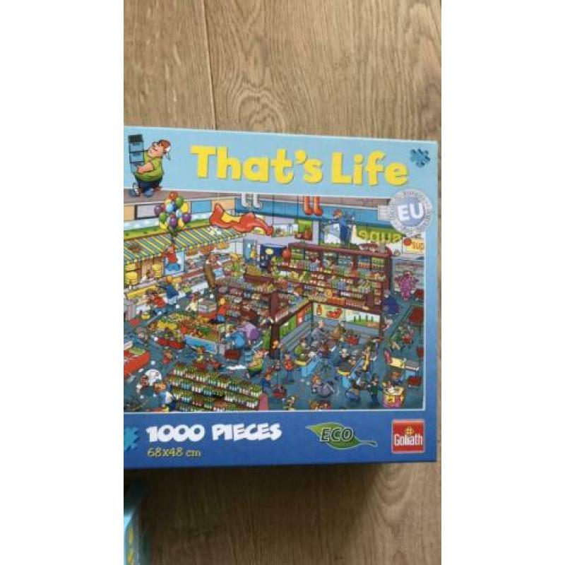 That’s life puzzle 1 keer gemaakt, 3 stuks voor 7,50,