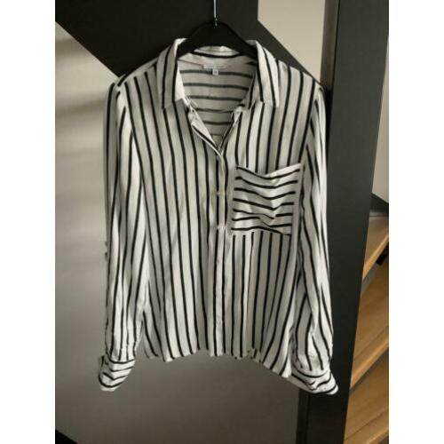Blouse zwart/wit gestreept Distrikt ~ maat XS