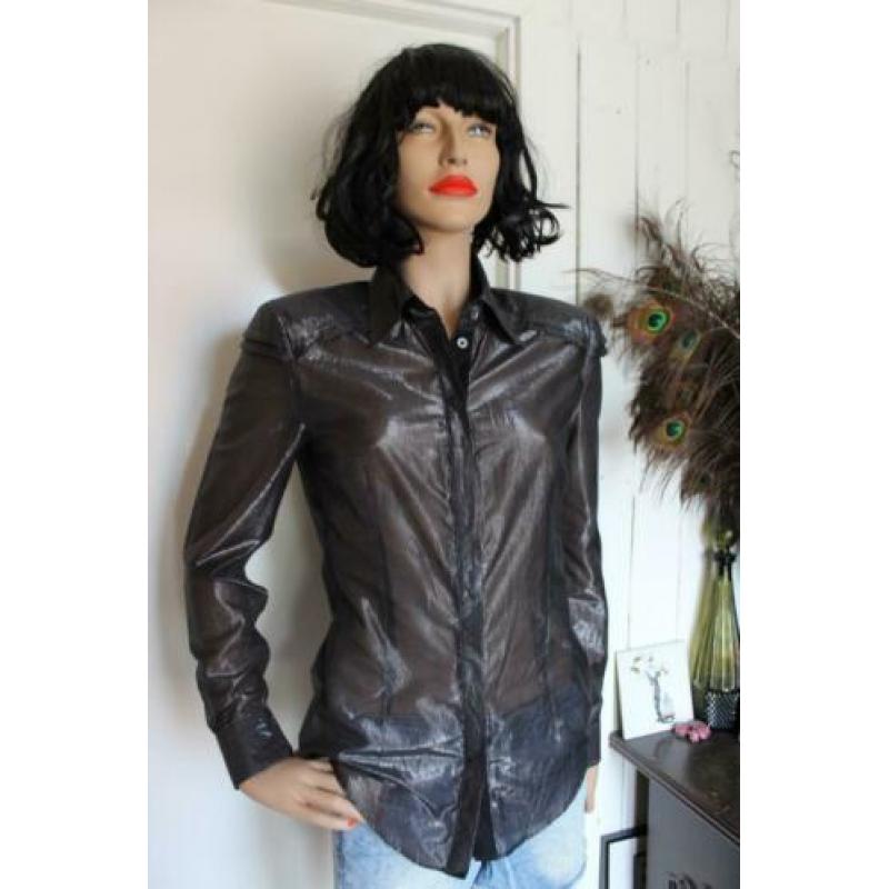 Drykorn metallic grijze blouse M nieuw ~ Vintage Selection
