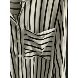 Blouse zwart/wit gestreept Distrikt ~ maat XS