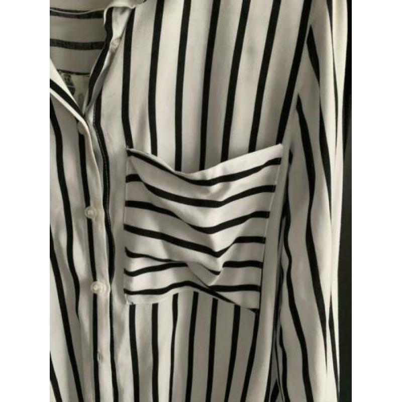 Blouse zwart/wit gestreept Distrikt ~ maat XS