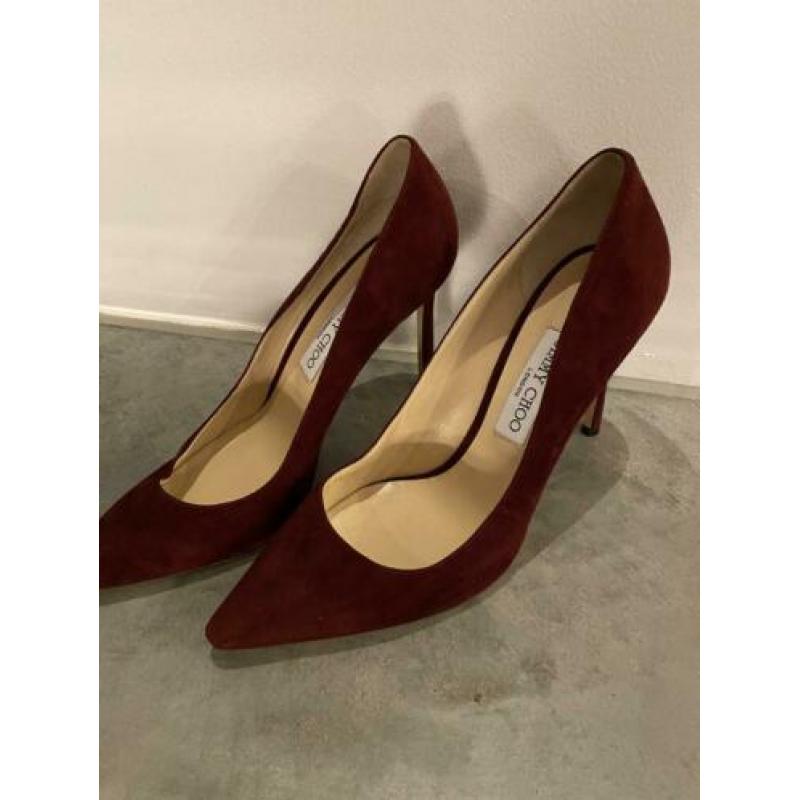 Jimmy Choo !! Maat 40 !! bordeaux rode suede hakken