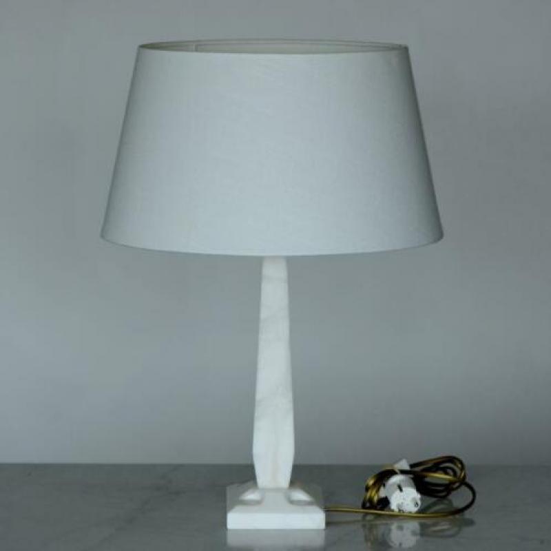 KLASSIEKE SCHEMERLAMP WIT MARMER minimalisme retro ca. 1980