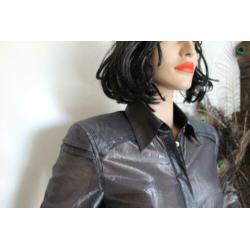 Drykorn metallic grijze blouse M nieuw ~ Vintage Selection