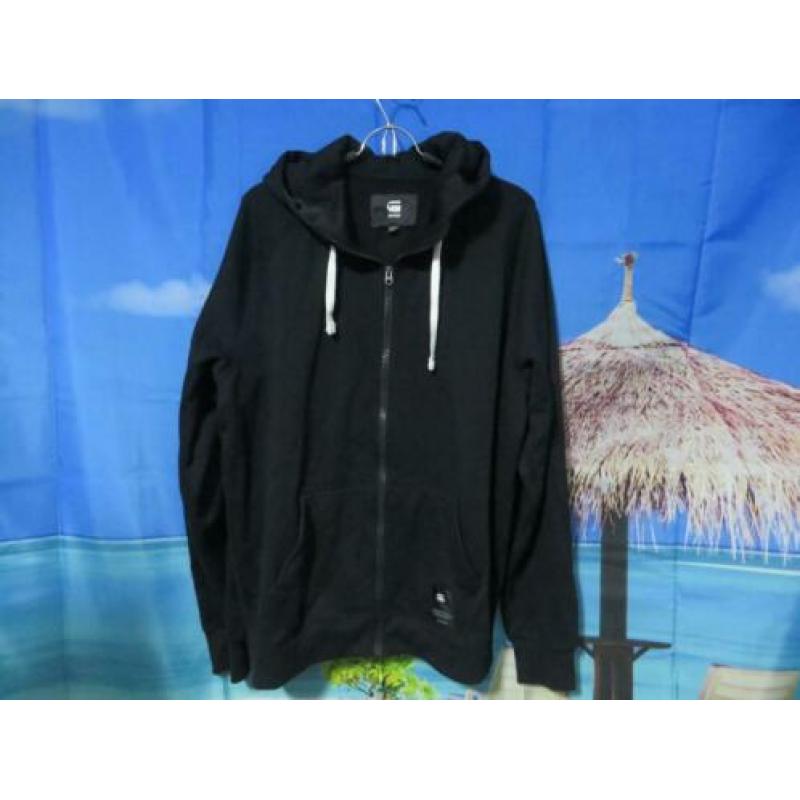 zwart dikker fleece hoodie vest mt XXL mt 54 G star Raw