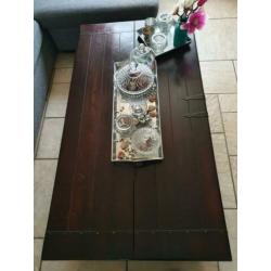 Zwaar massief teakhouten salontafel/ kist