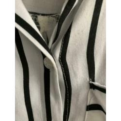 Blouse zwart/wit gestreept Distrikt ~ maat XS