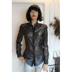 Drykorn metallic grijze blouse M nieuw ~ Vintage Selection
