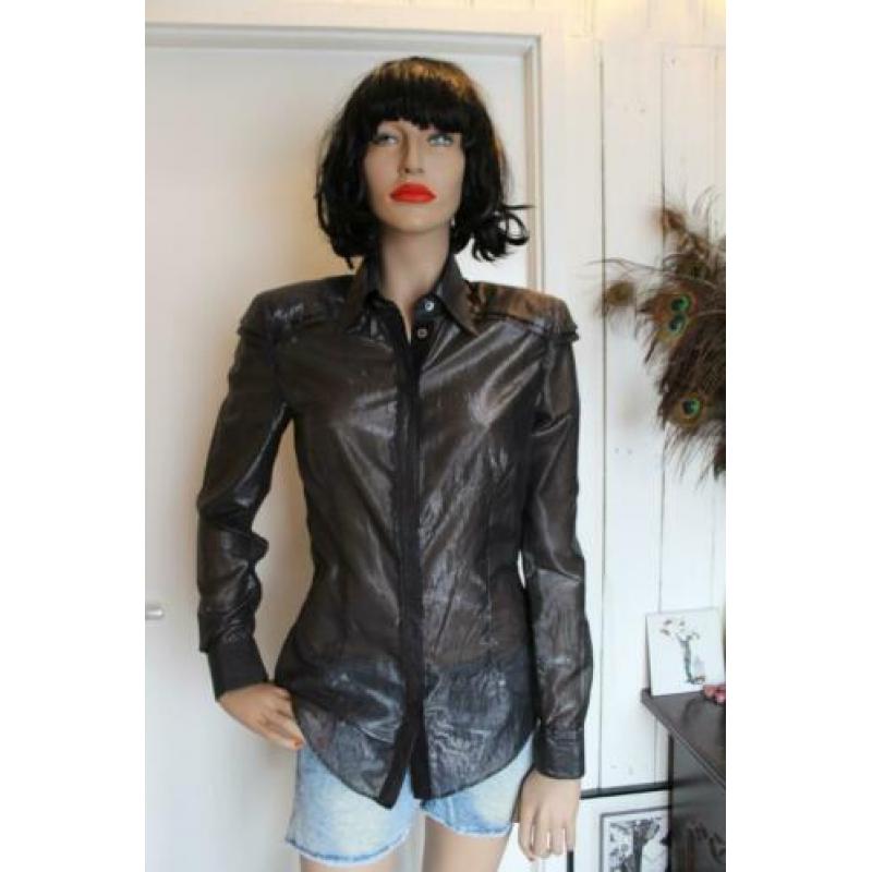 Drykorn metallic grijze blouse M nieuw ~ Vintage Selection