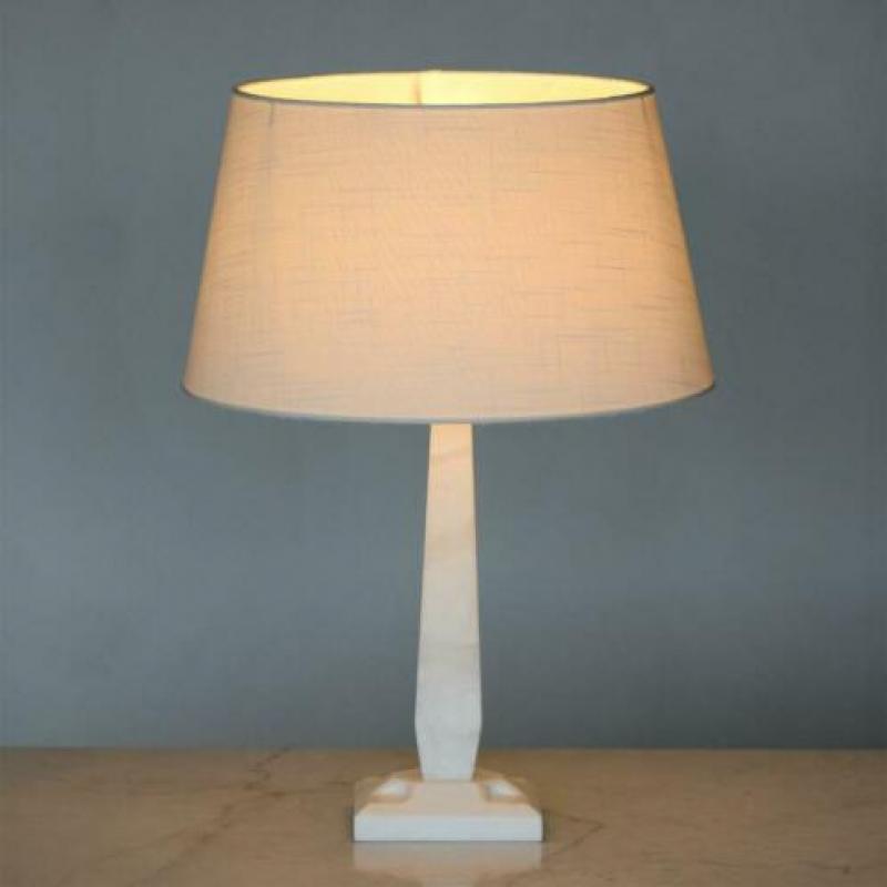 KLASSIEKE SCHEMERLAMP WIT MARMER minimalisme retro ca. 1980