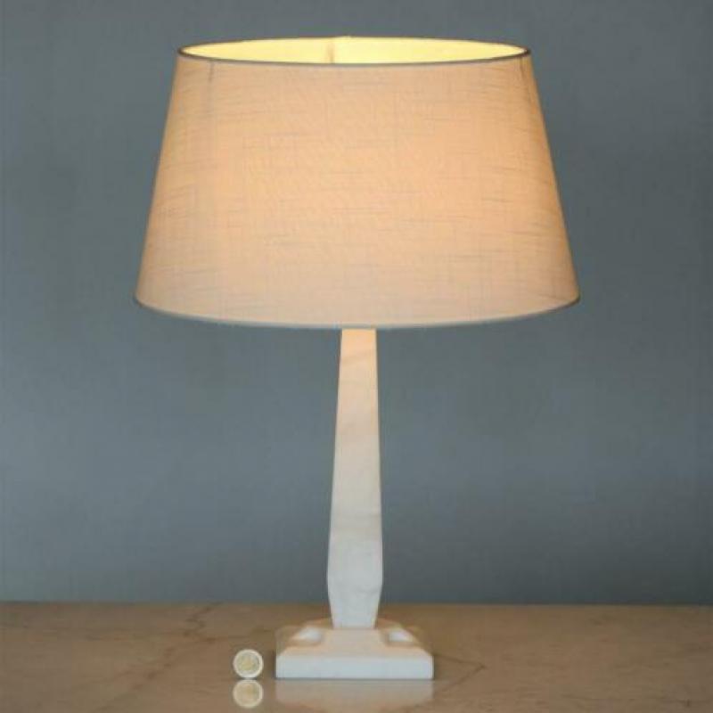 KLASSIEKE SCHEMERLAMP WIT MARMER minimalisme retro ca. 1980