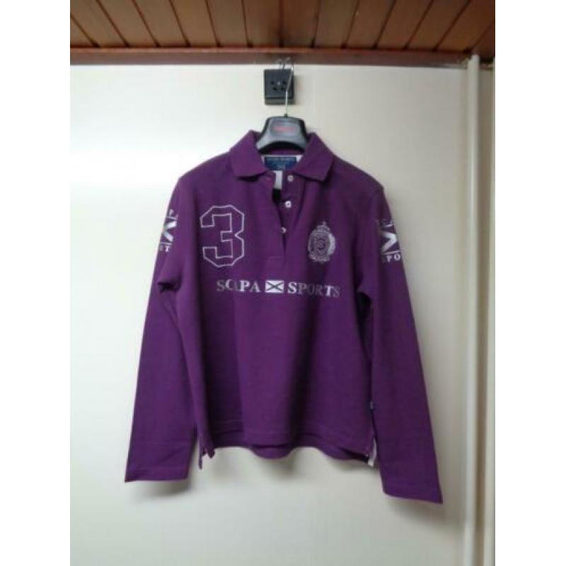 SCAPA paars/zilver poloshirt met lange mouw