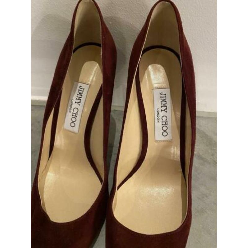 Jimmy Choo !! Maat 40 !! bordeaux rode suede hakken