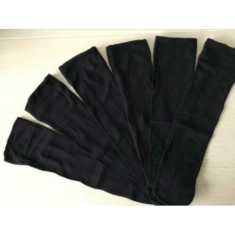 3 paar zwarte kniekousjes/pantykousjes met werkje ....nieuw.