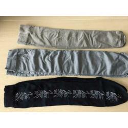 3 paar zwarte kniekousjes/pantykousjes met werkje ....nieuw.