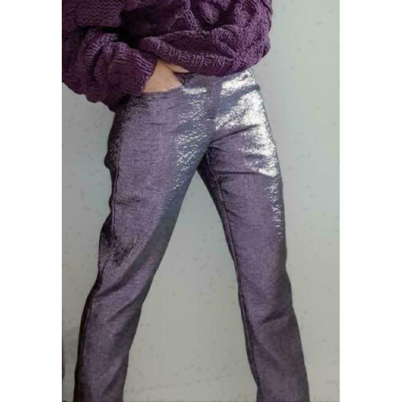 ? NIEUW ? GESTUZ | Geweldige lila metallic broek - MT 36
