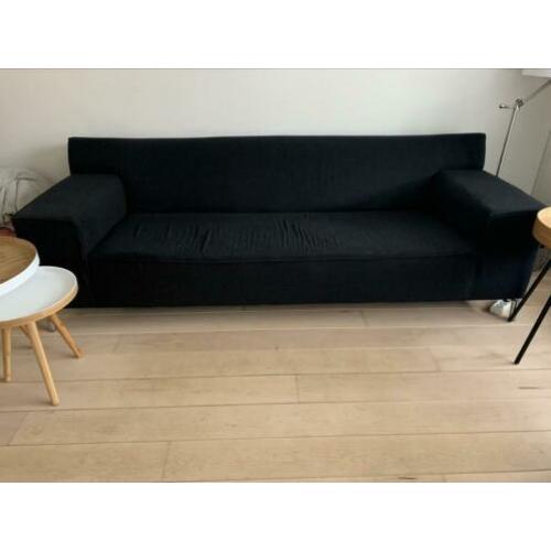 Drie zits bank met hocker, zwart/antraciet
