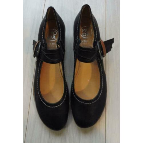 O'MODA gaaf ZGAN zwart leren schoenen wreefband gesp 41