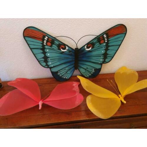 3 VLINDERS kleurrijk decoratief