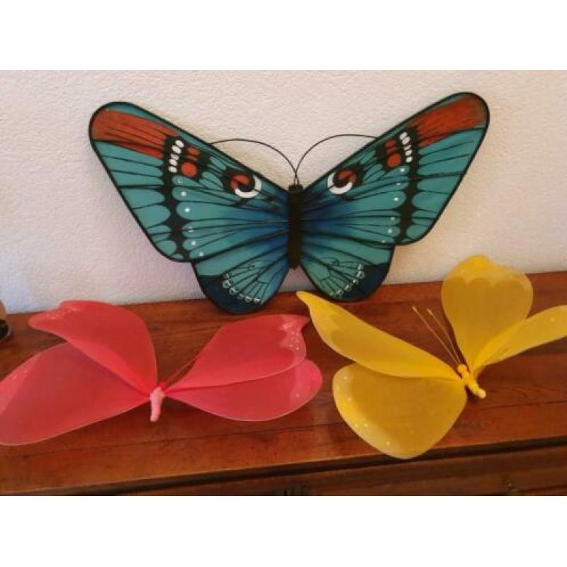 3 VLINDERS kleurrijk decoratief