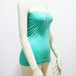 Top turquoise blauw strapless zomer stretch mt. 36 S: 5,-