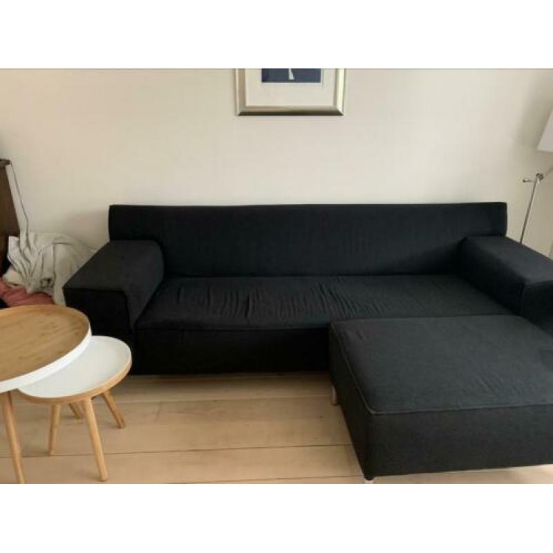 Drie zits bank met hocker, zwart/antraciet