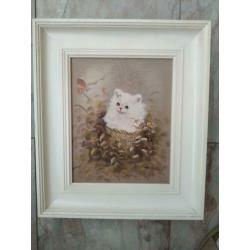 Poes olieverfschilderij kat retro