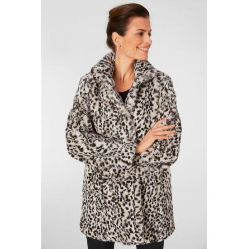 (C44) Nieuwe bontjas in luipaardlook faux fur nep. Maat 36