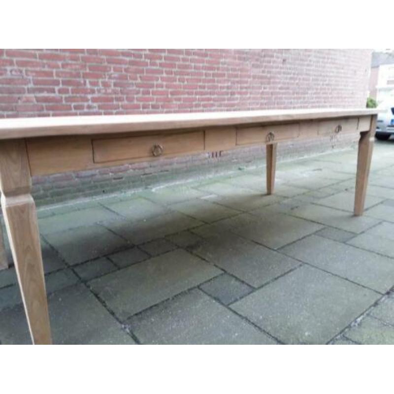 Oude grote teak eettafel 249x100x78 ONBEHANDELD