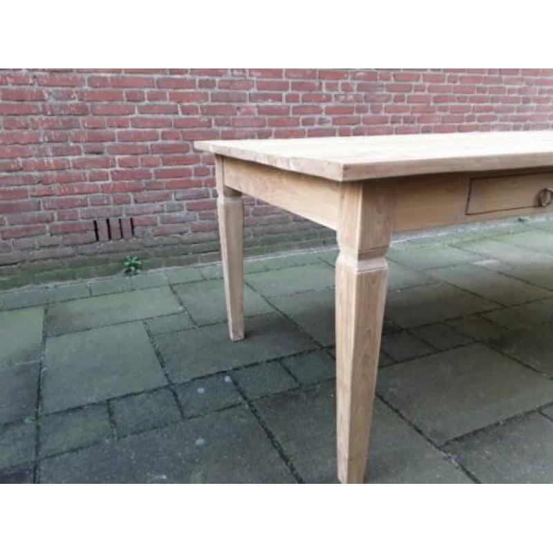 Oude grote teak eettafel 249x100x78 ONBEHANDELD