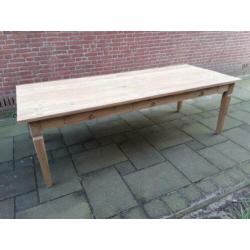Oude grote teak eettafel 249x100x78 ONBEHANDELD