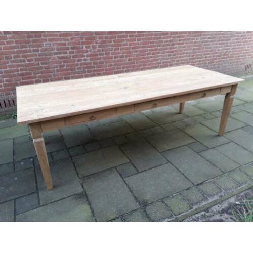 Oude grote teak eettafel 249x100x78 ONBEHANDELD