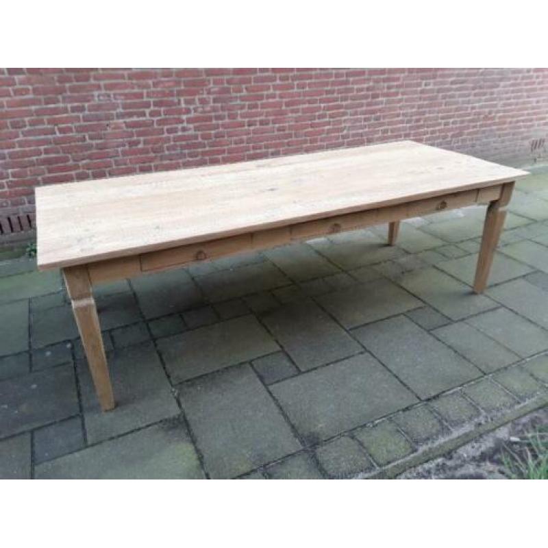 Oude grote teak eettafel 249x100x78 ONBEHANDELD