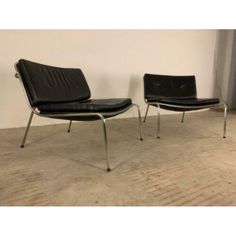 Piero Lissoni Frog vintage design leren fauteuils stoelen