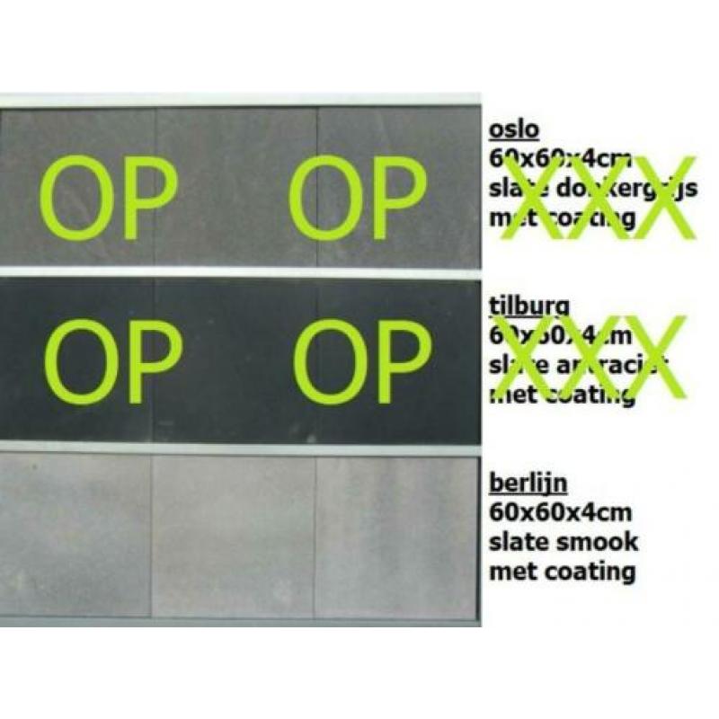 diverse kleuren NIEUWE terrastegels 60x60x4cm 80x80x4cm A-ke