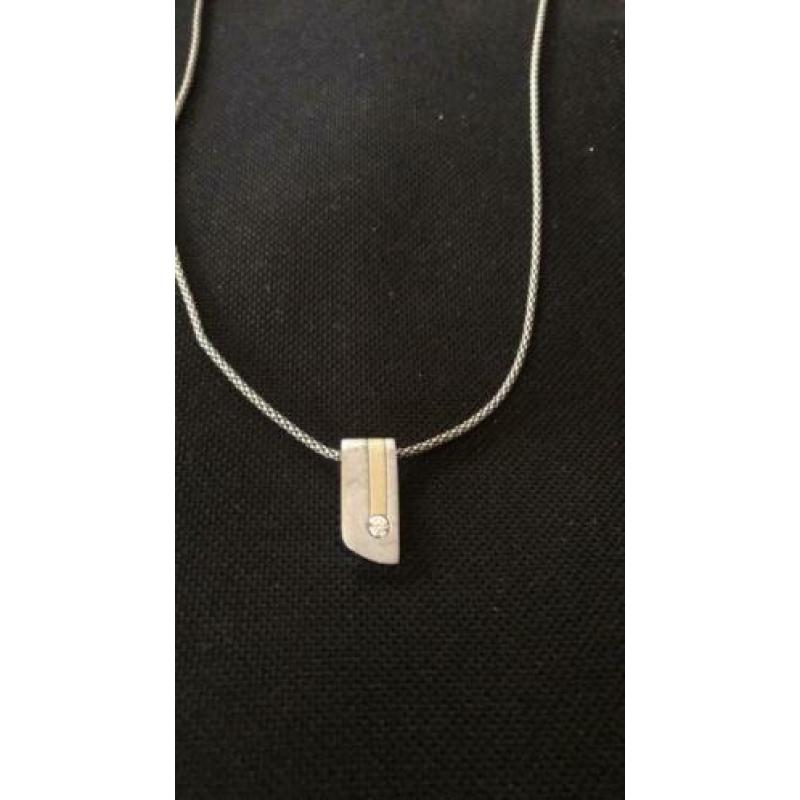 Ketting met hanger zilver met goud