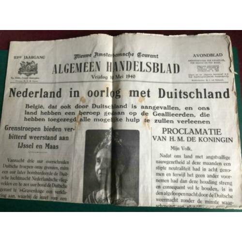 Krant 10 mei 1940 oorlog in Nederland wo2 ww2