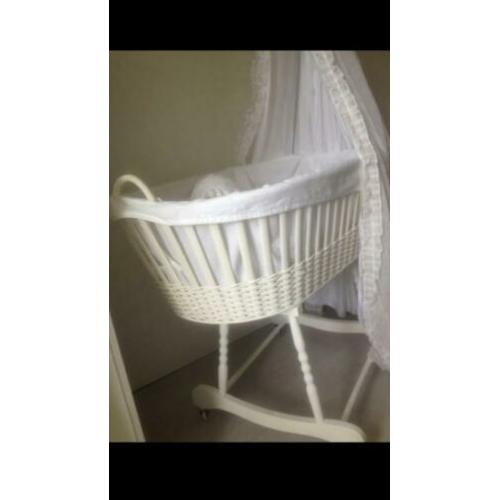 Nostalgisch brocante retro 2st Rotan en staal compleet wieg